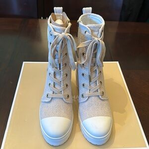 Michael Kors Corey Hemp Combat Boots Size 9.  Worn Twice.  Beige and Cream.